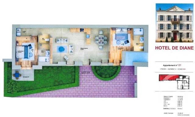 Appartement F3 à vendre - 3 pièces - 95.0 m2 - ANET - 28 - CENTRE - Century 21 Agence De Diane